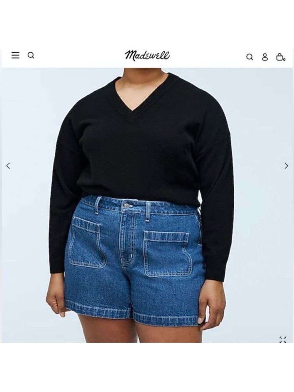 NWT Madewell Curvy Denim Emmett Jean Shorts  Patch Pocket Plus 28W